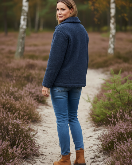 Teddy Fleece Jacke Damen Blau | Sherpa Kurz - Ansicht 2