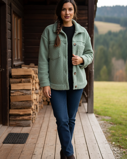 Teddy Hemdjacke Damen in Mintgrün - Ansicht 1