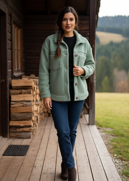 Teddy Hemdjacke Damen in Mintgrün - Ansicht 1