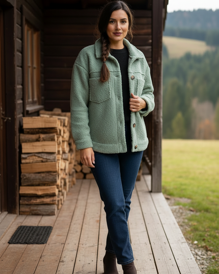 Teddy Hemdjacke Damen in Mintgrün - Ansicht 3