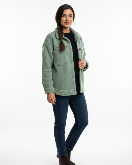 Teddy Hemdjacke Damen in Mintgrün - Ansicht 5