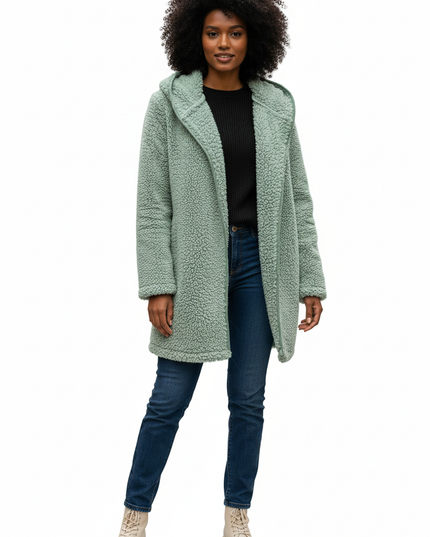 Teddy Jacke Mintgrün mit Umlegekragen für Damen - Ansicht 5