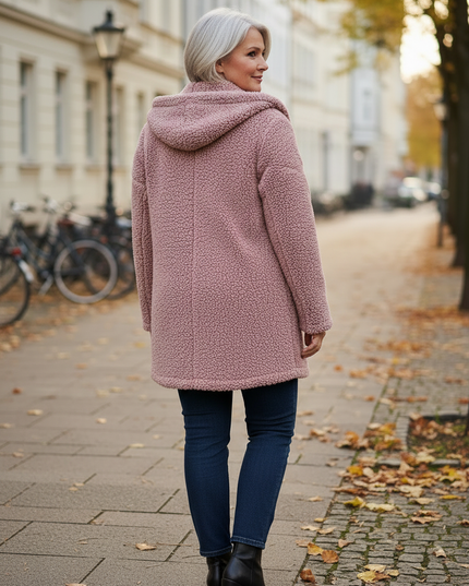 Teddy Jacke Pink Damen mit Umlegekragen - Ansicht 2