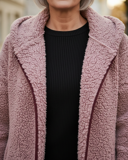 Teddy Jacke Pink Damen mit Umlegekragen - Ansicht 4