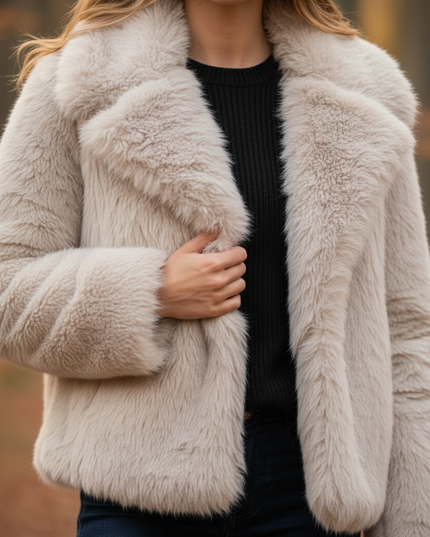 Teddy Plüsch Jacke Damen: Cremeweiße Kunstfelljacke - Ansicht 4