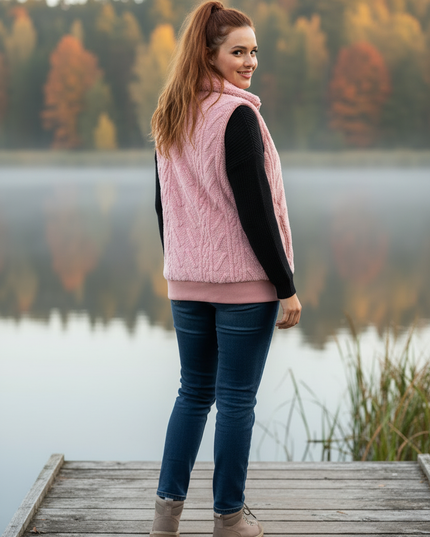 Teddy Weste mit Reißverschluss rosa - Ansicht 2