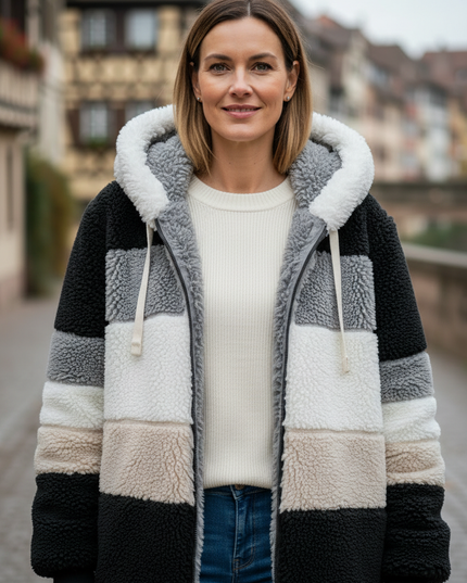 Teddyfell Jacke oversize Damen in Schwarz - Ansicht 4