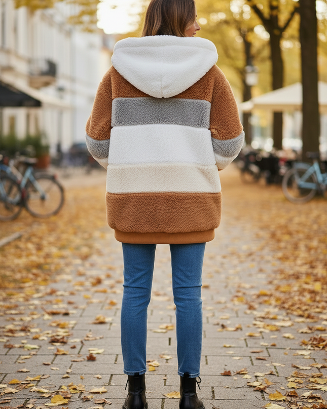 Winter Teddyfell Jacke Damen braun kuschelig - Ansicht 2