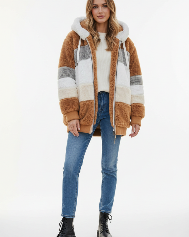 Winter Teddyfell Jacke Damen braun kuschelig - Ansicht 5