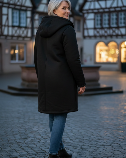 Winterjacke mit Teddyfutter Damen - schwarz, dick gefüttert - Ansicht 2